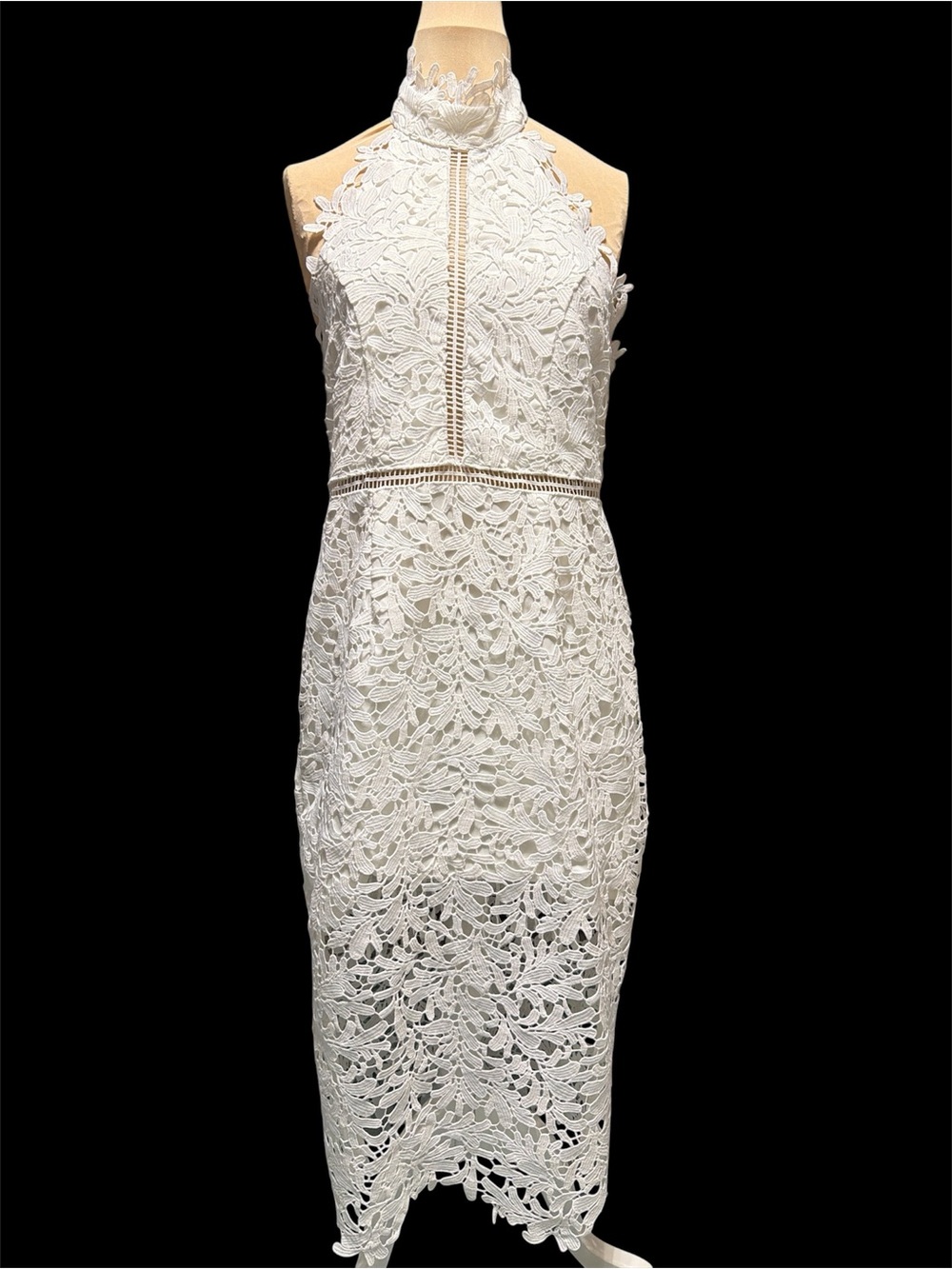 Lulu's White Lace Halter Midi Dress